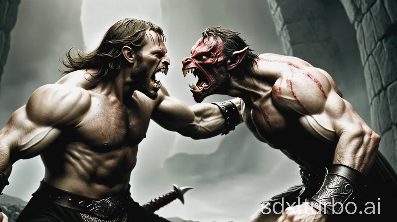 Epic-Battle-Between-Beowulf-and-Grendel-in-a-Dark-Forest