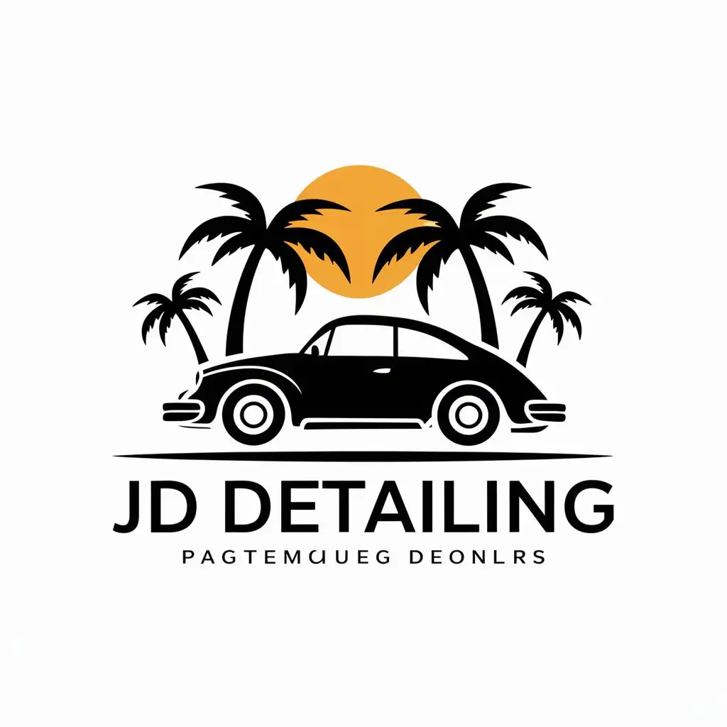 LOGO Design For JD Detailing Luxury Vehicle and Palm Tree Theme