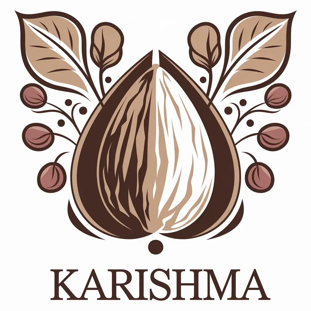 a vector logo design,with the text "Karishma", main symbol:Nuts,Moderate,be used in Nuts industry,clear background