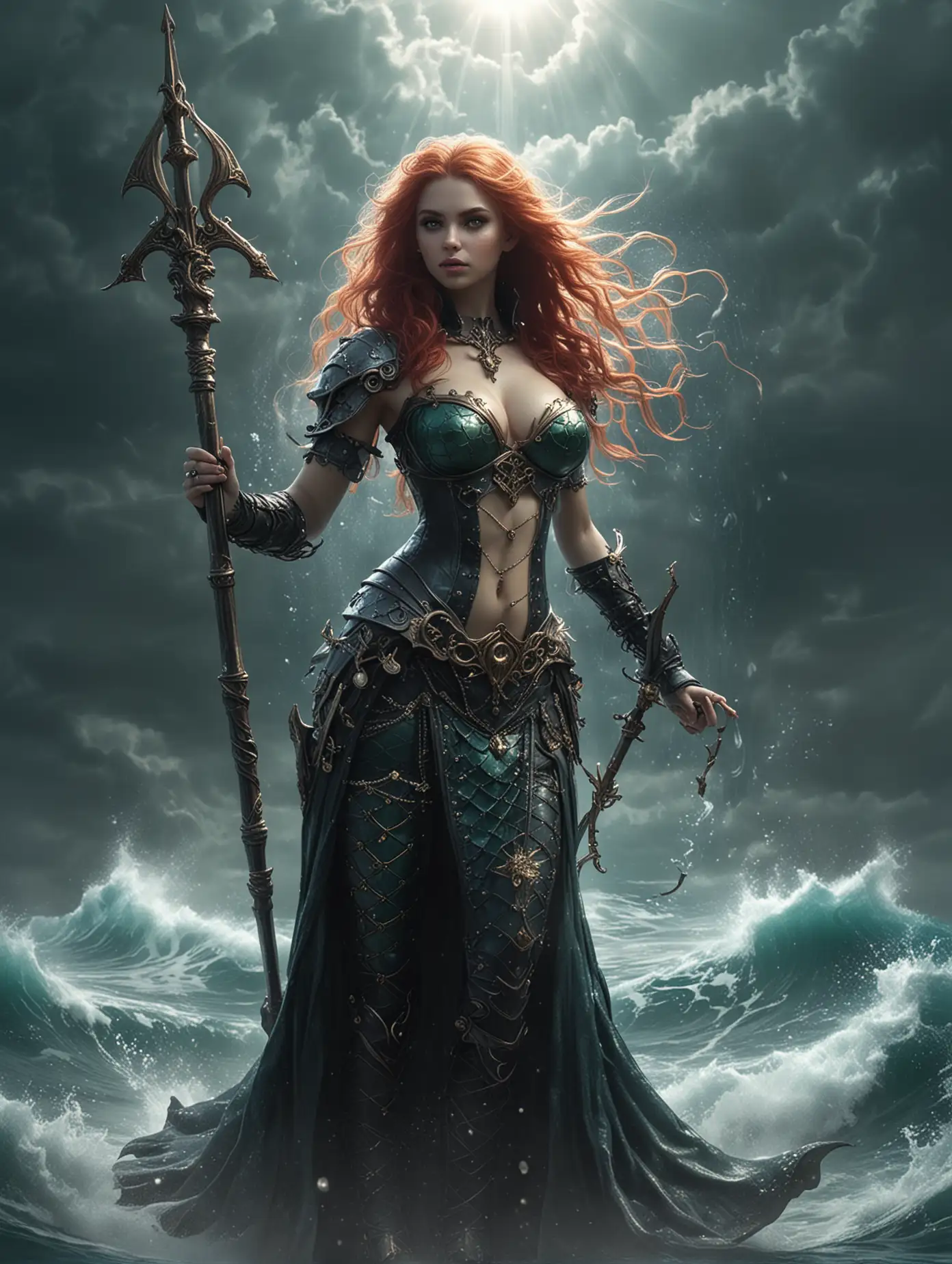 Mystical-Ariel-the-Mermaid-Knight-in-Gothic-Attire-with-Magical-Trident-of-Neptune