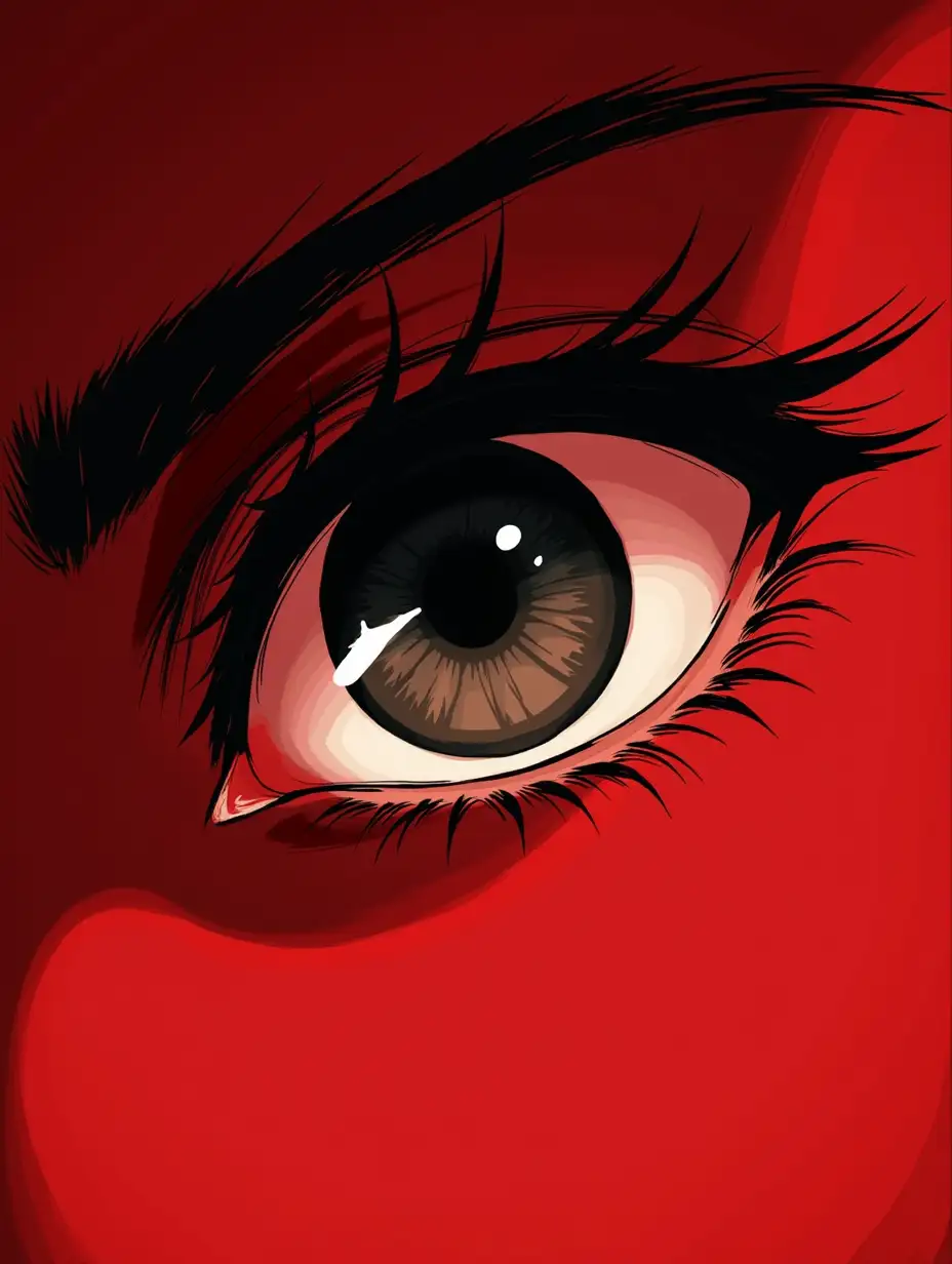 manga panel of a close-up eye, intense, against a dark red background, in the style of female Kentaro Miura and Yoji Shinkawa --ar 63:128 --personalize 2gwf1qc --stylize 750 --v 6.1