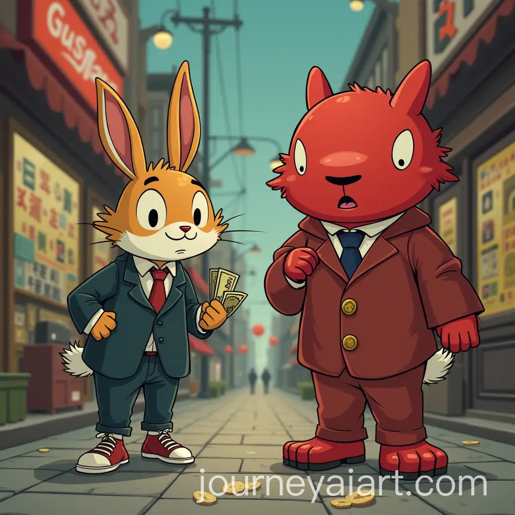 A-Human-Rabbit-and-a-Red-Yokai-Executing-a-Bank-Heist