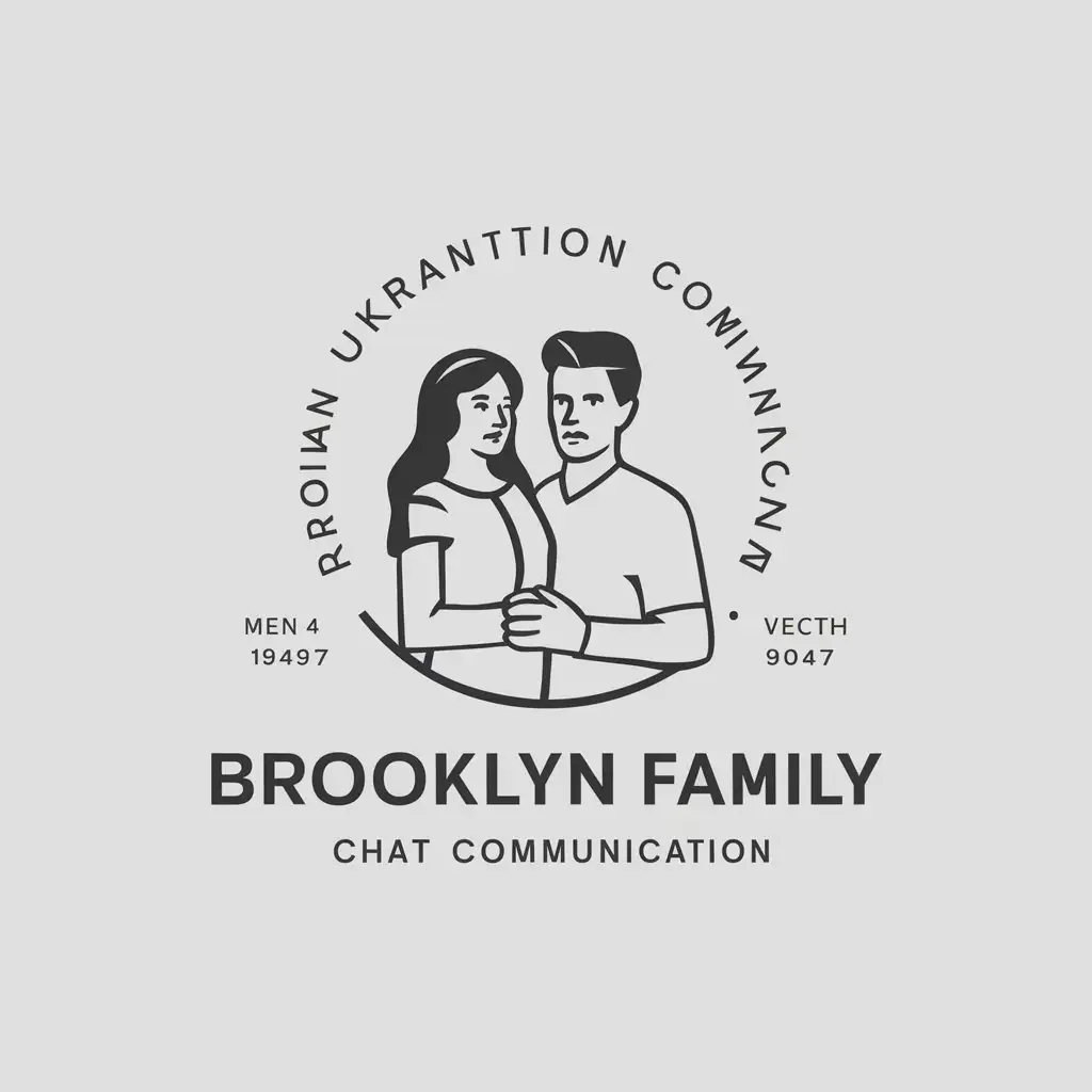 LOGO-Design-for-Brooklyn-Family-Ukrainian-Chat-Communication-Vector-Logo-with-Men-and-Girl-Symbol-on-Clear-Background