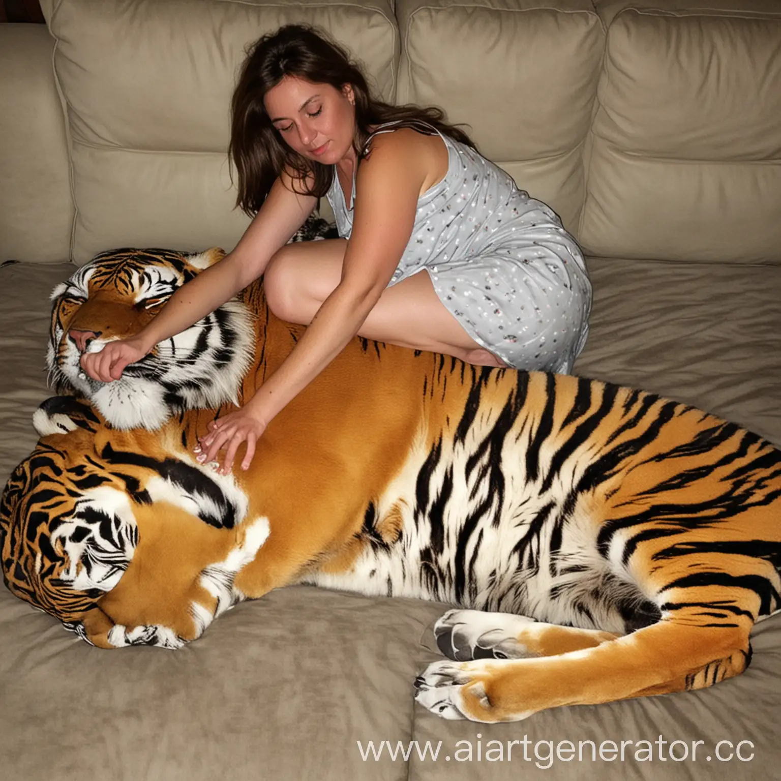 Woman-Sleeping-Peacefully-on-a-Tigers-Body