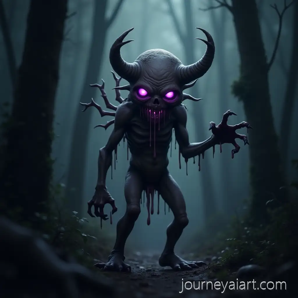 Demonic-Zombified-Creature-with-PoisonTipped-Fingers-in-Dark-Forest