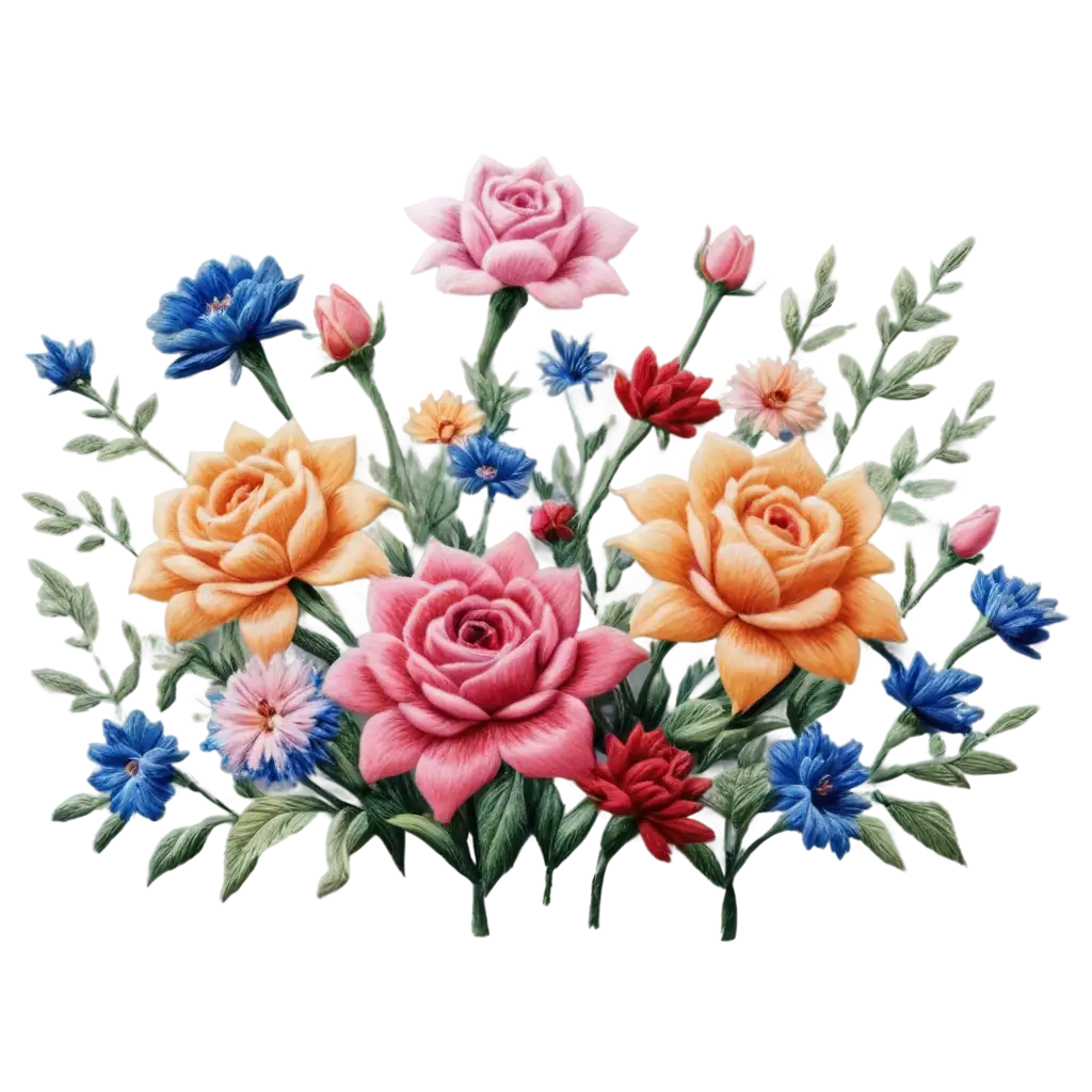 Elegant-PNG-Embroidery-of-Flowers-Detailed-Roses-Lilies-and-Cornflowers-in-Soft-Pastel-Colors