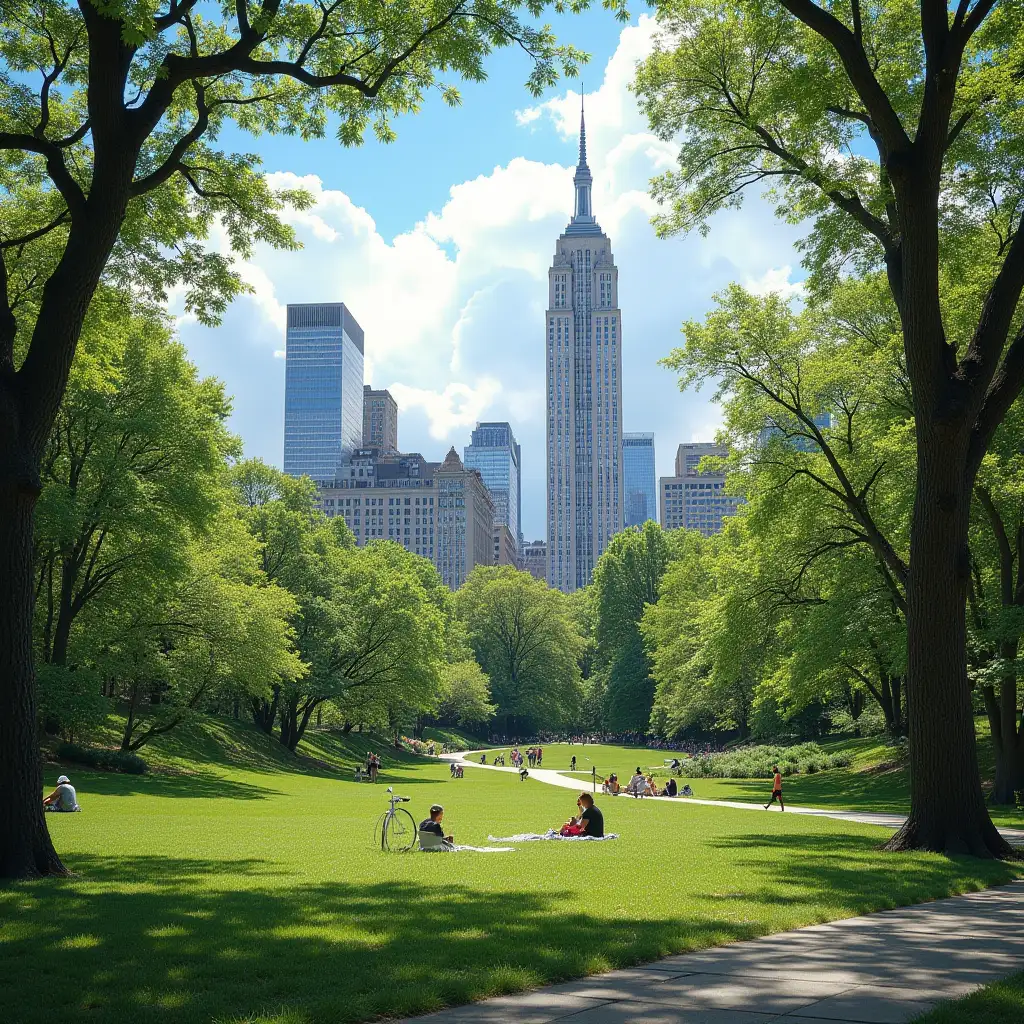 Sunny Day in New York City Park