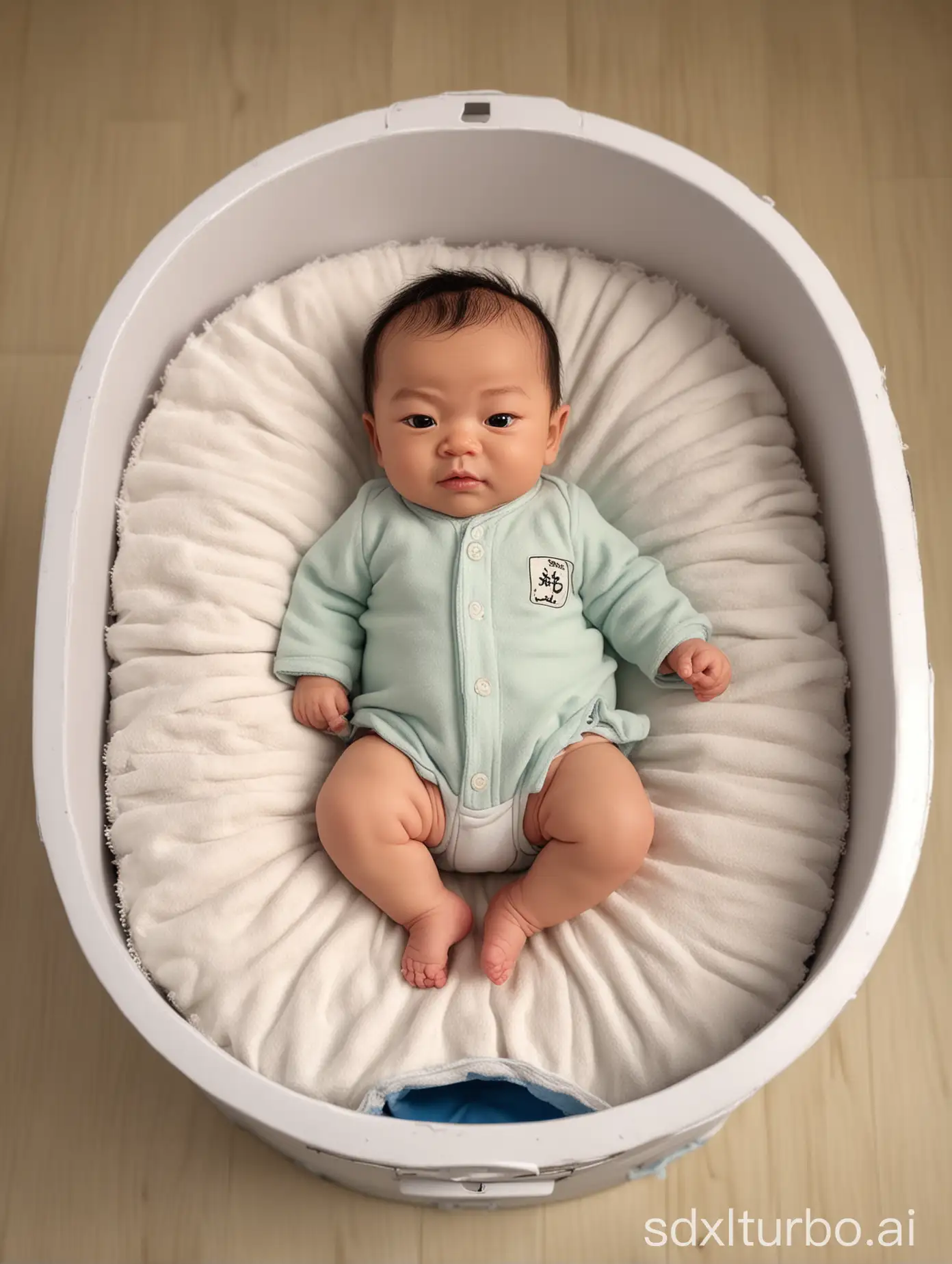 Newborn-Chinese-Baby-Boy-Sleeping-in-Baby-Box