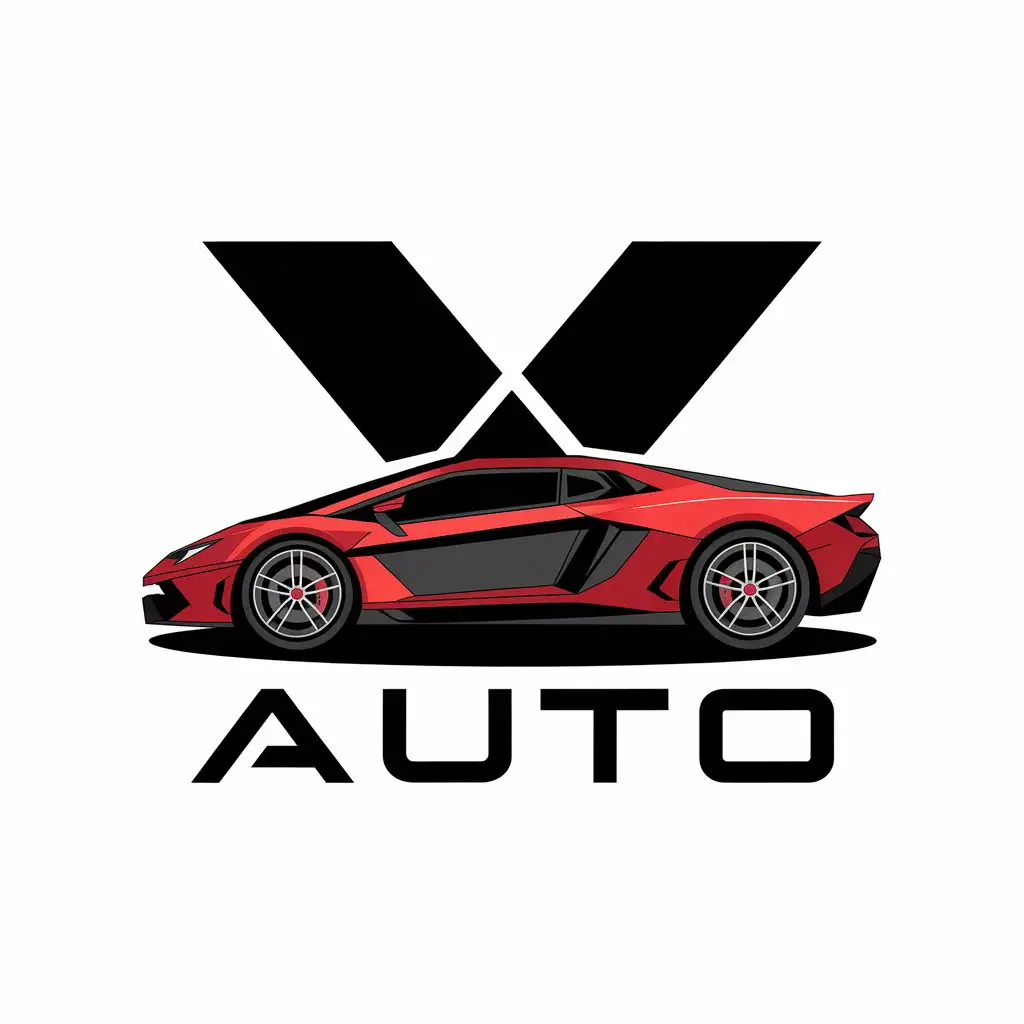 a vector logo design,with the text "X Auto", main symbol:Sport car,complex,be used in Automotive industry,clear background