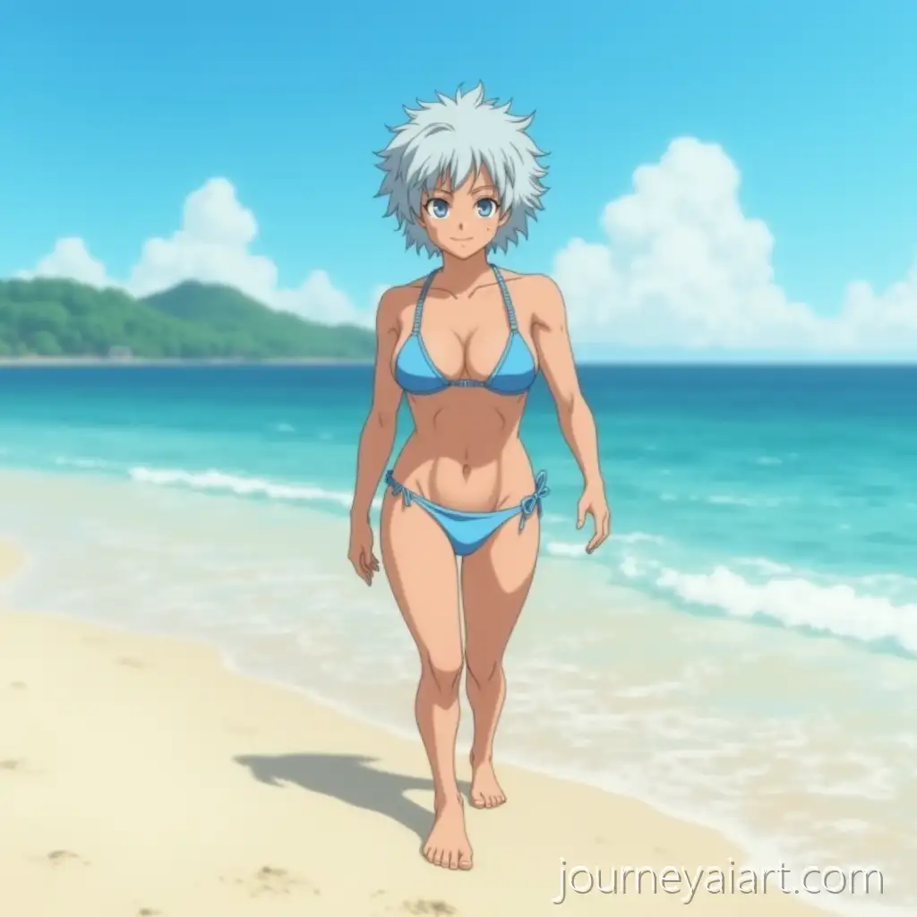 Fubuki-on-the-beachFubuki-from-One-Punch-Man-in-a-Light-Blue-Swimsuit-on-a-Sunny-Beach