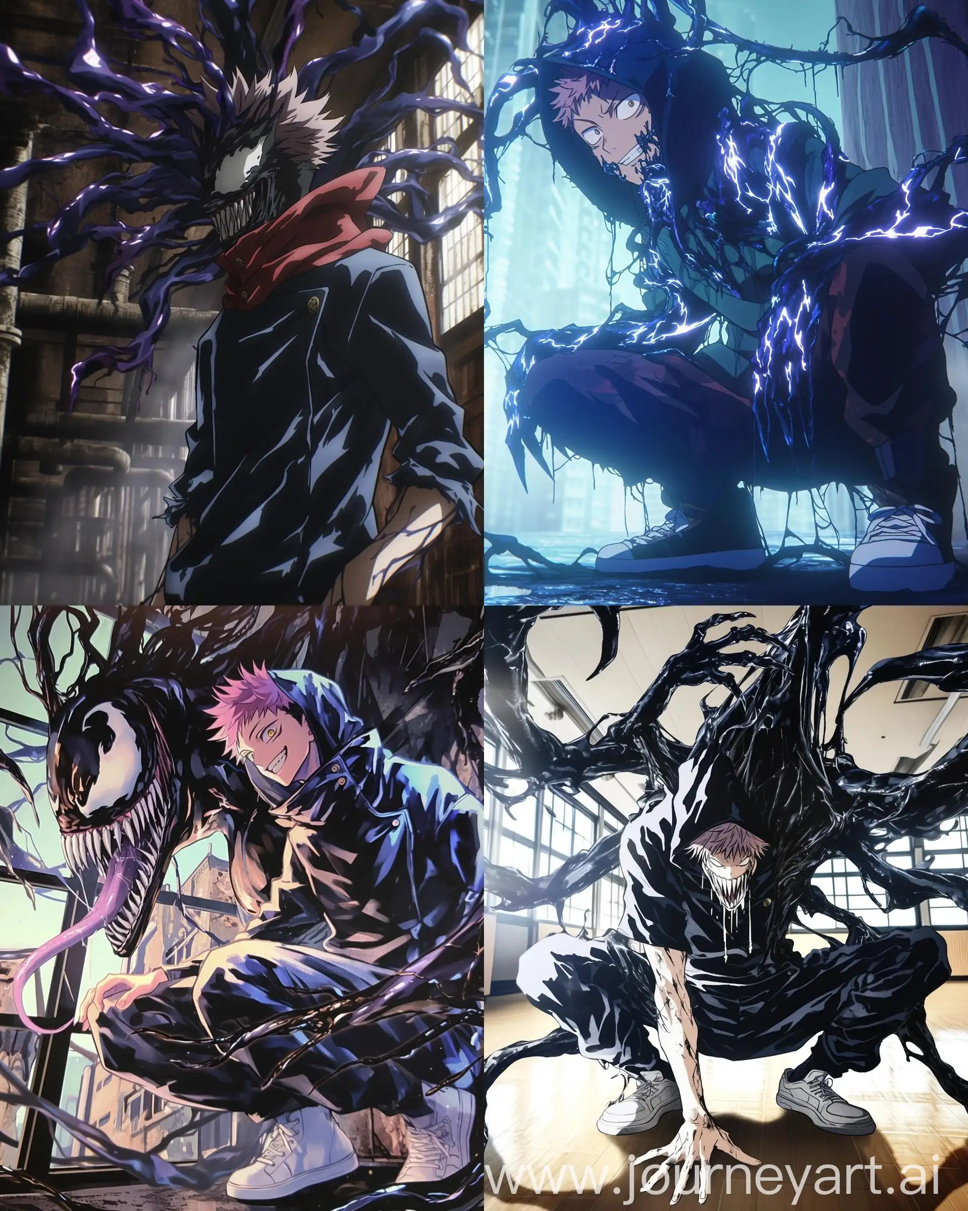 Itadori-Yuji-Fused-with-Venom-Symbiote-in-Anime-Style