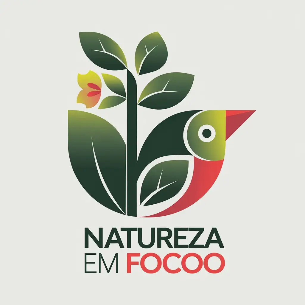 LOGO Design for Natureza em Foco Vibrant Green Earthy Tones with Plant and Animal Motifs on a Clear Background