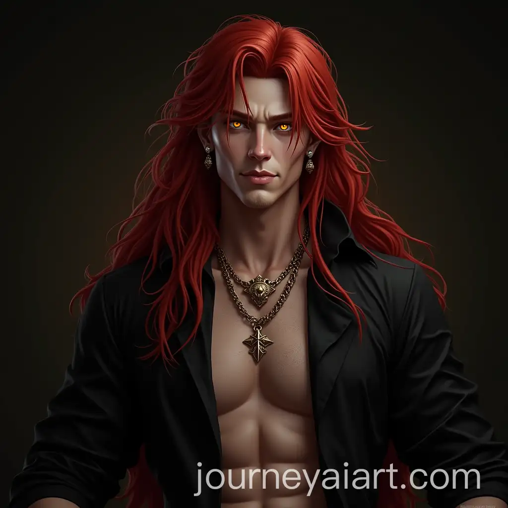 Muscular-Adult-Man-in-Gothic-Pirate-Fashion-with-Red-Hair-and-Golden-Eyes