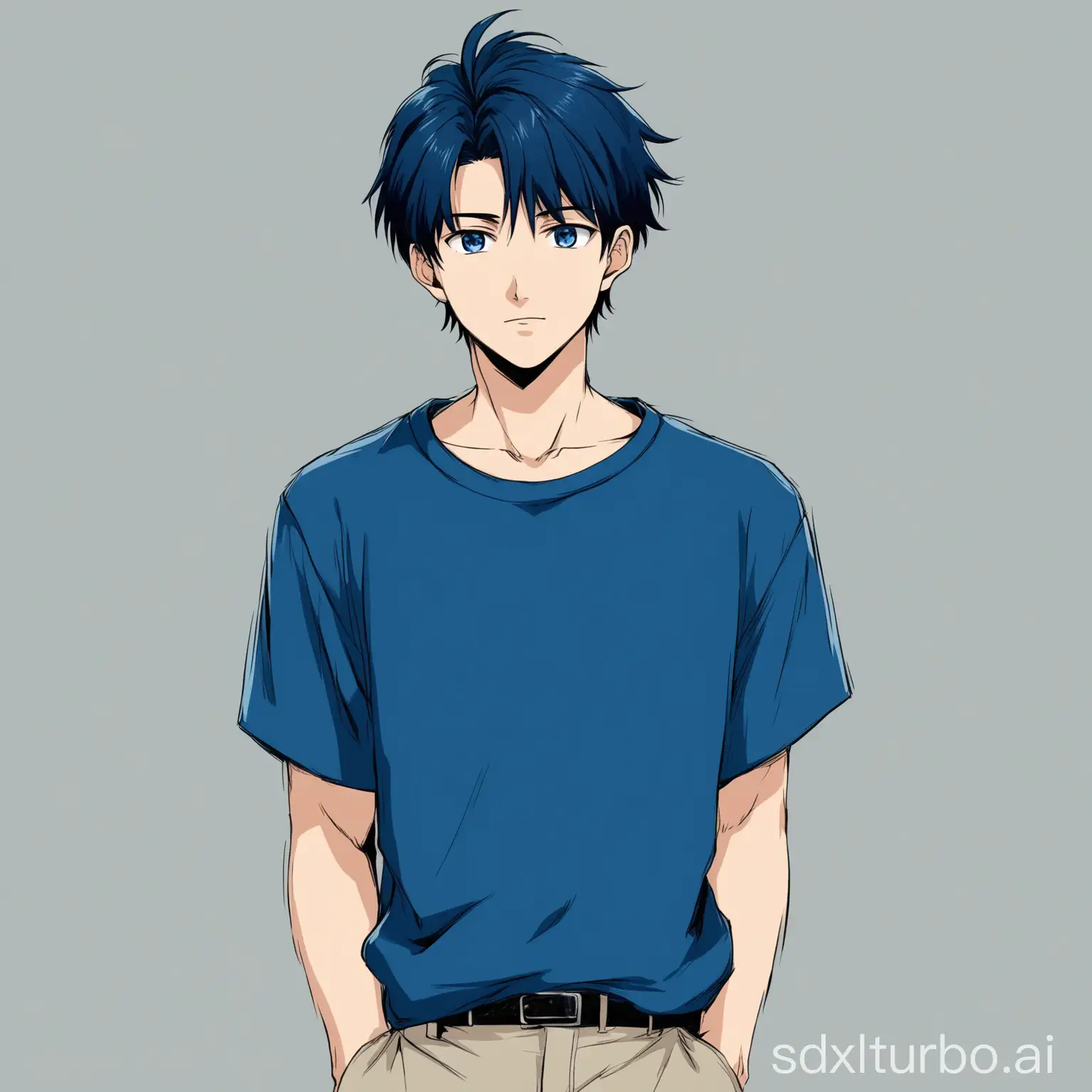 Cool-Anime-Style-Male-Character-in-Blue-Short-Sleeve-Shirt