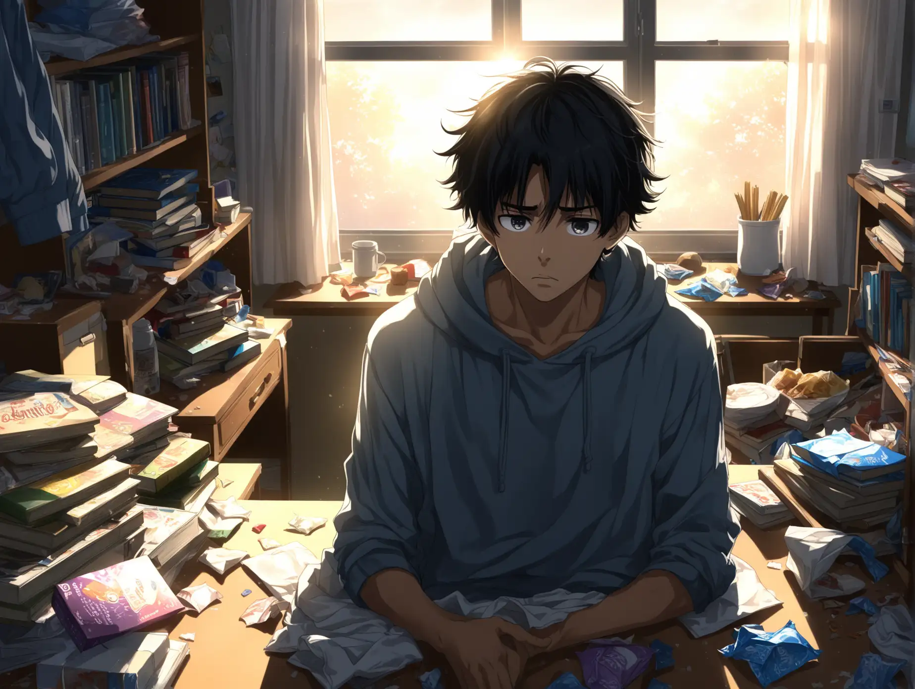 Frustrated-Young-Man-in-Messy-Dorm-Room-Shojo-Anime-Style