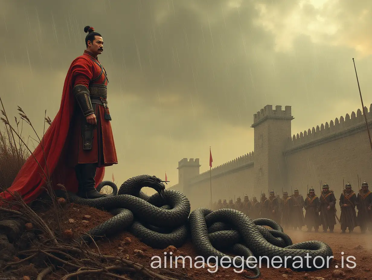 Chinese-General-Victorious-Battle-Scene-with-Snake-People-Soldiers