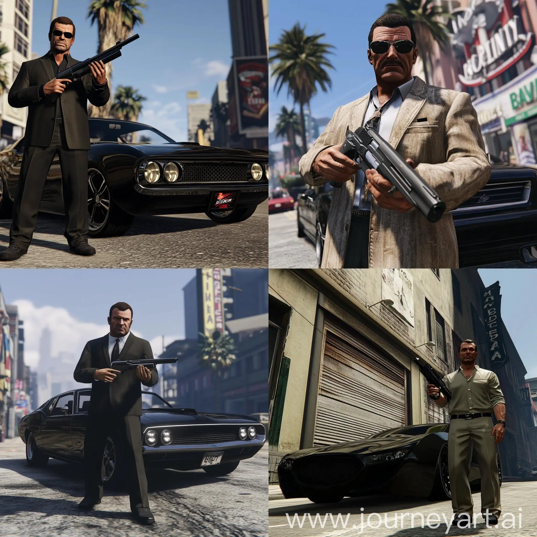 Mob-Boss-with-Desert-Eagle-Next-to-Black-Car-in-GTA-7-Screenshot