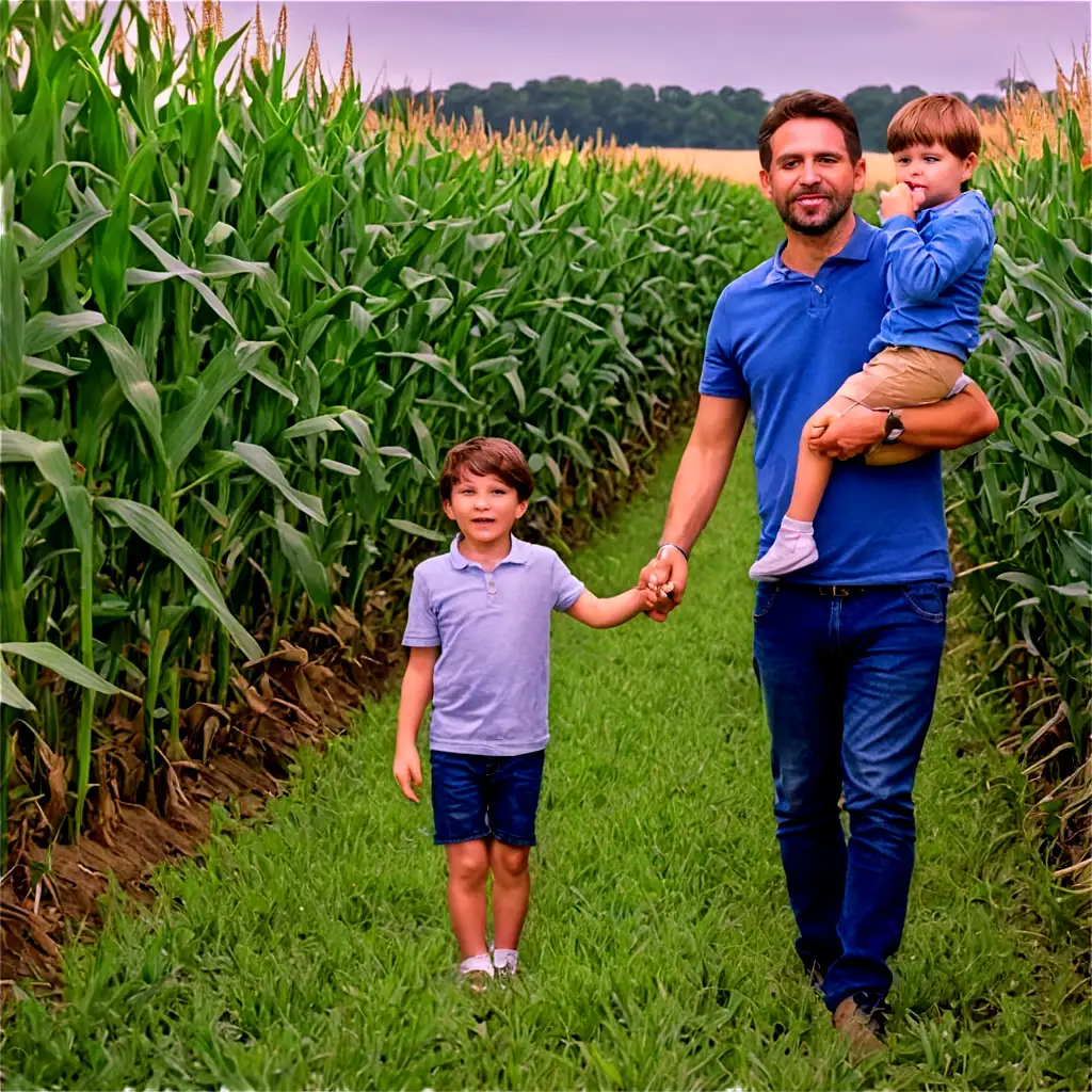 Father-with-Son-in-Corn-Field-PNG-Image-Heartwarming-Family-Moment-Captured-in-High-Quality