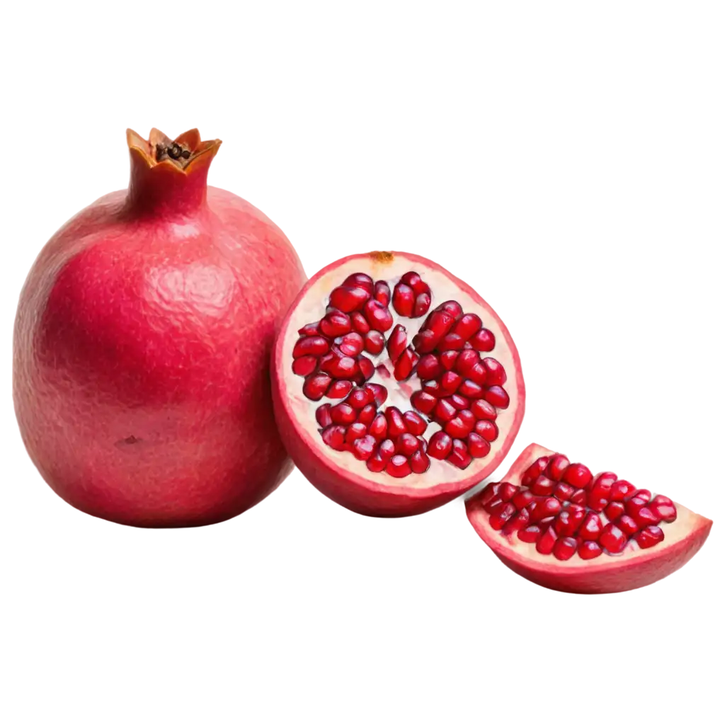 Pomegranate-Fruit-with-a-Slice-Through-the-Middle-HighQuality-PNG-Image-for-Versatile-Usage