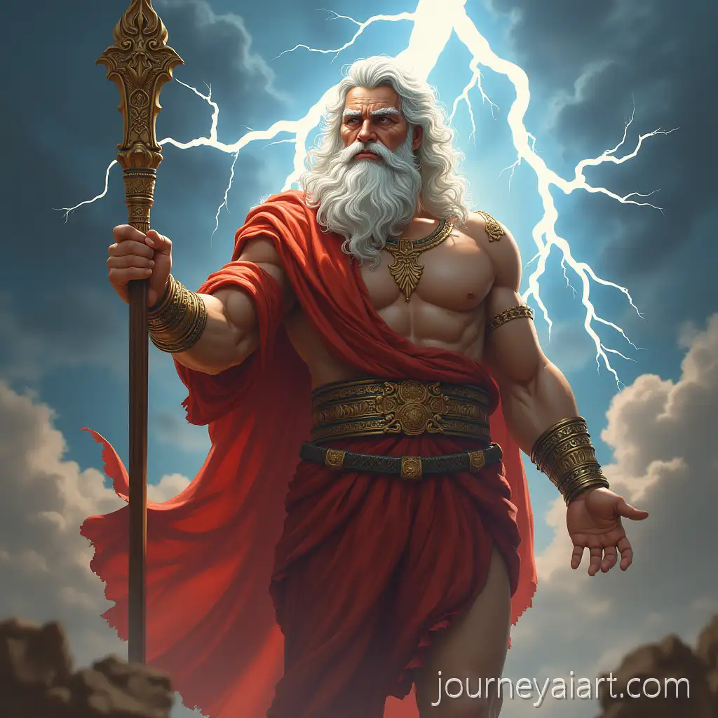 Majestic-Greek-God-Zeus-Holding-Thunderbolt-in-Mythological-Cloudscape