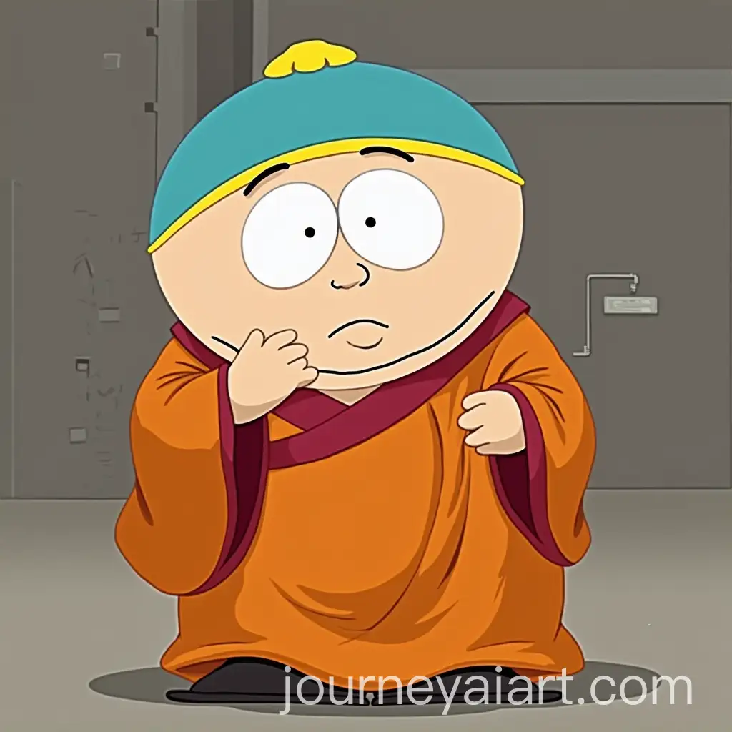 Cartman-Portrayed-as-Buddha-in-a-Tranquil-Setting
