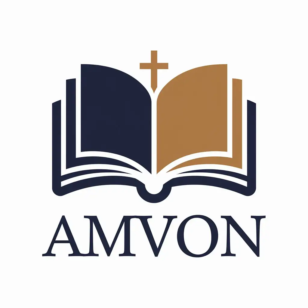 LOGO Design for Amvon Vector Design Featuring an Open Bible and Cross with Moderate Aesthetic