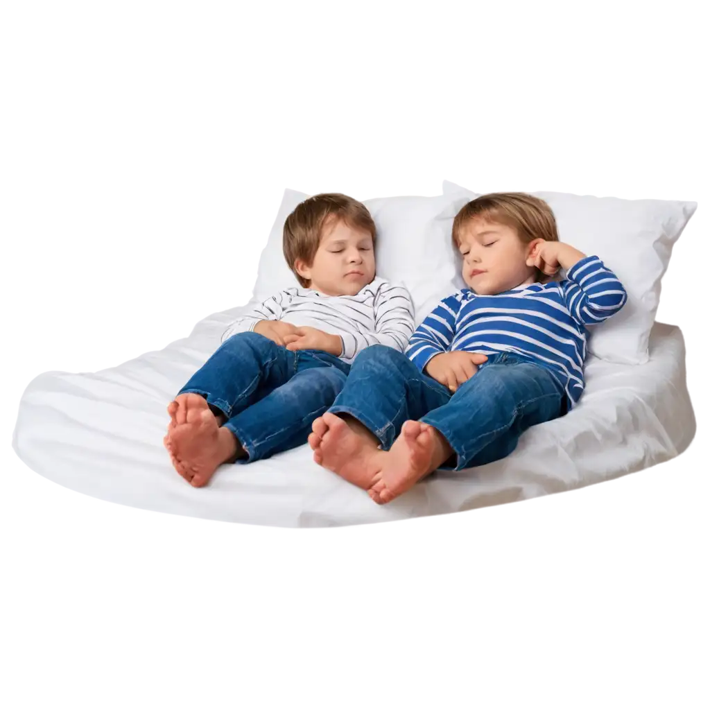 HighQuality-PNG-Image-of-Two-Children-on-Bed-One-Kid-Snoring