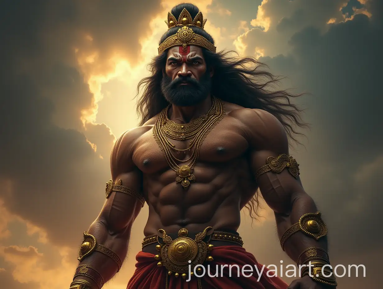 Dramatic-Photorealistic-Depiction-of-Hindu-God-Hanuman-in-Golden-Armor