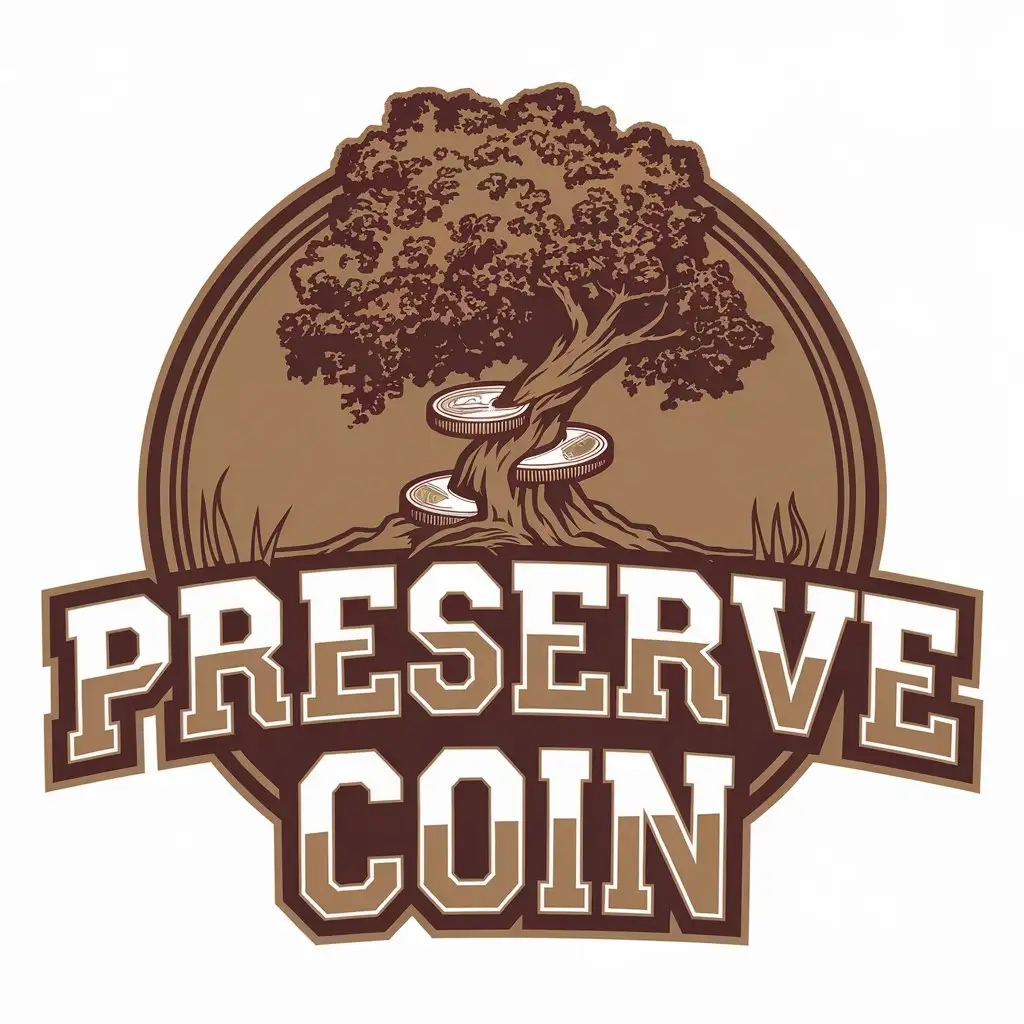 LOGO Design for Preserve Coin NatureInspired Coin Symbol with Text Inside