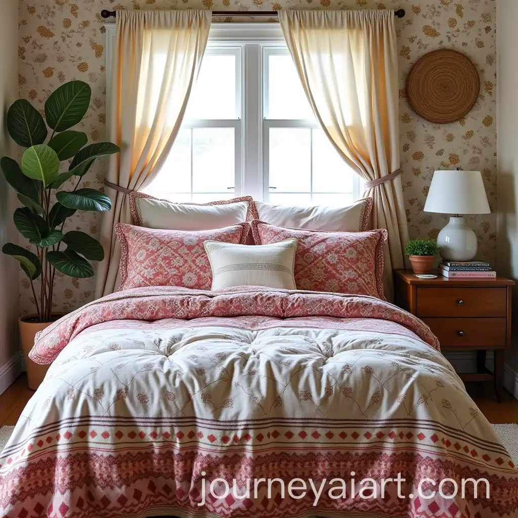 Boho-Style-Main-Bedroom-Decor-with-Matching-Duvet-and-Cushions