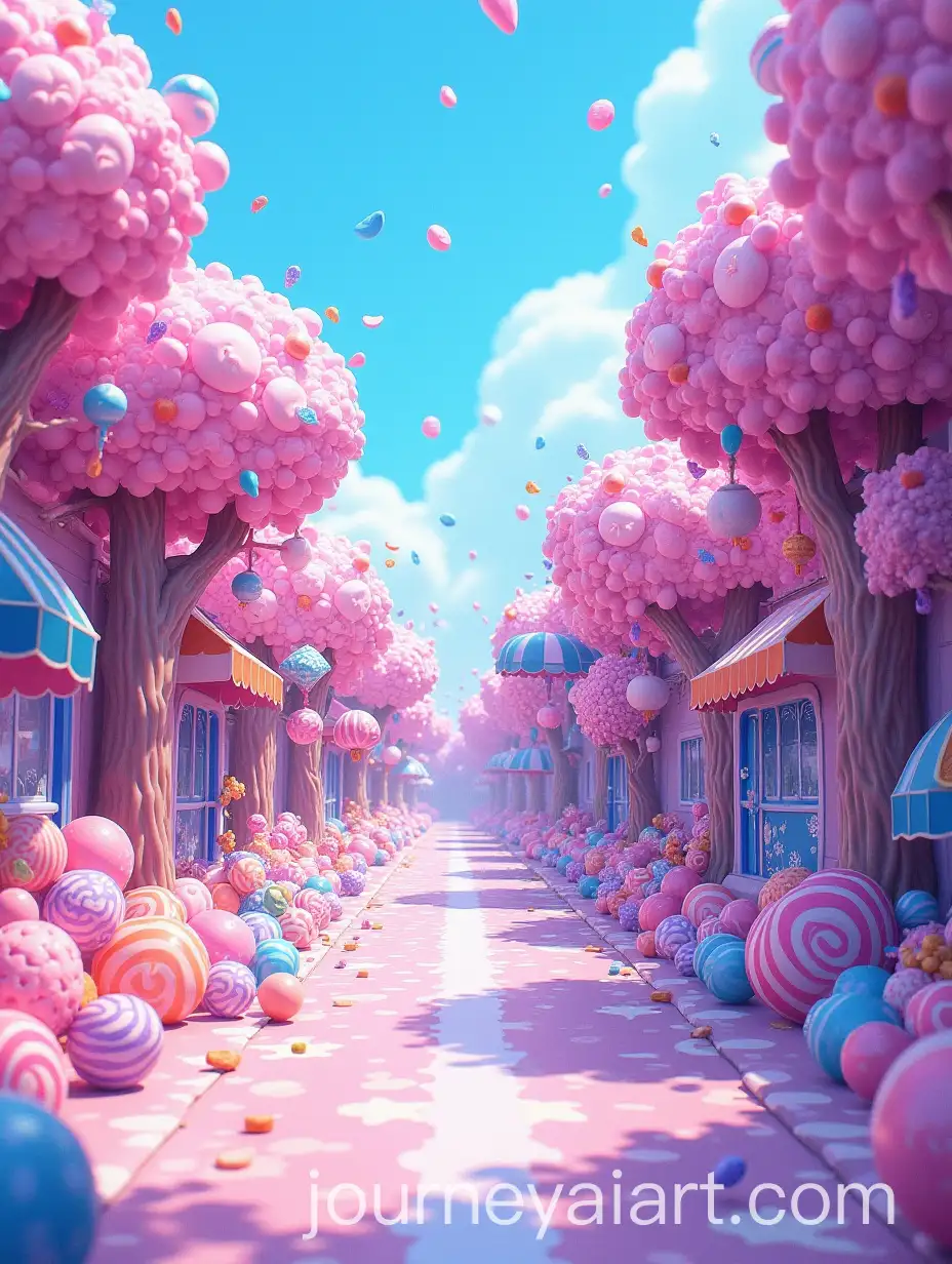Enchanted-Candy-Street-Illustration-in-Violet-and-Blue-Colors