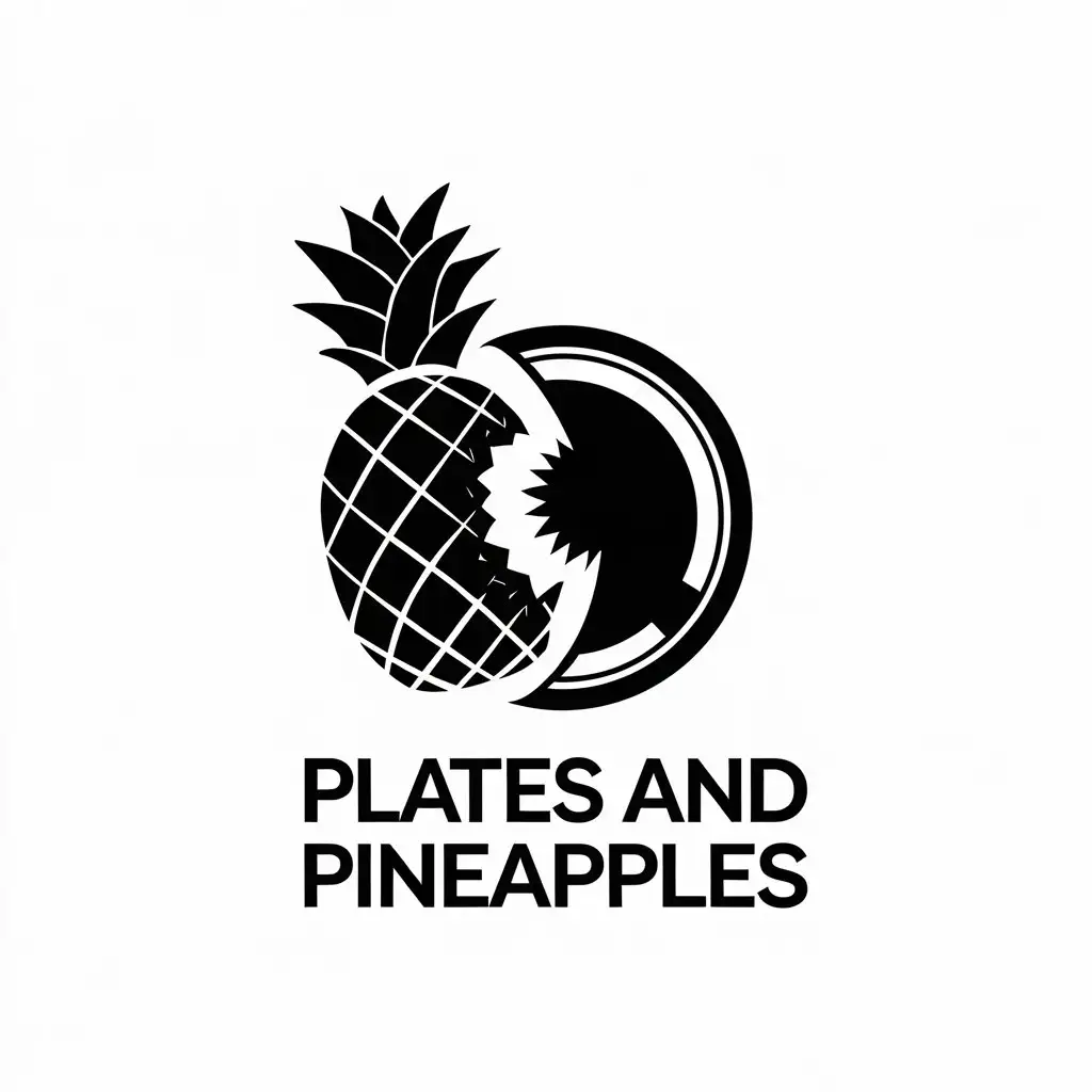 LOGO Design for Plates and Pineapples Black and White 2D Pineapple with Gym Plates Theme