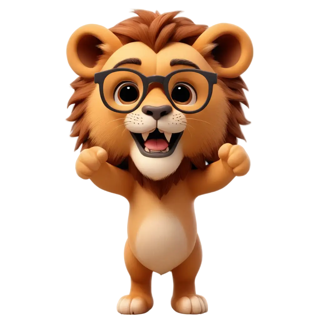 Cute-3D-Lion-with-Glasses-PNG-Playful-and-Clear-Image-for-Various-Uses