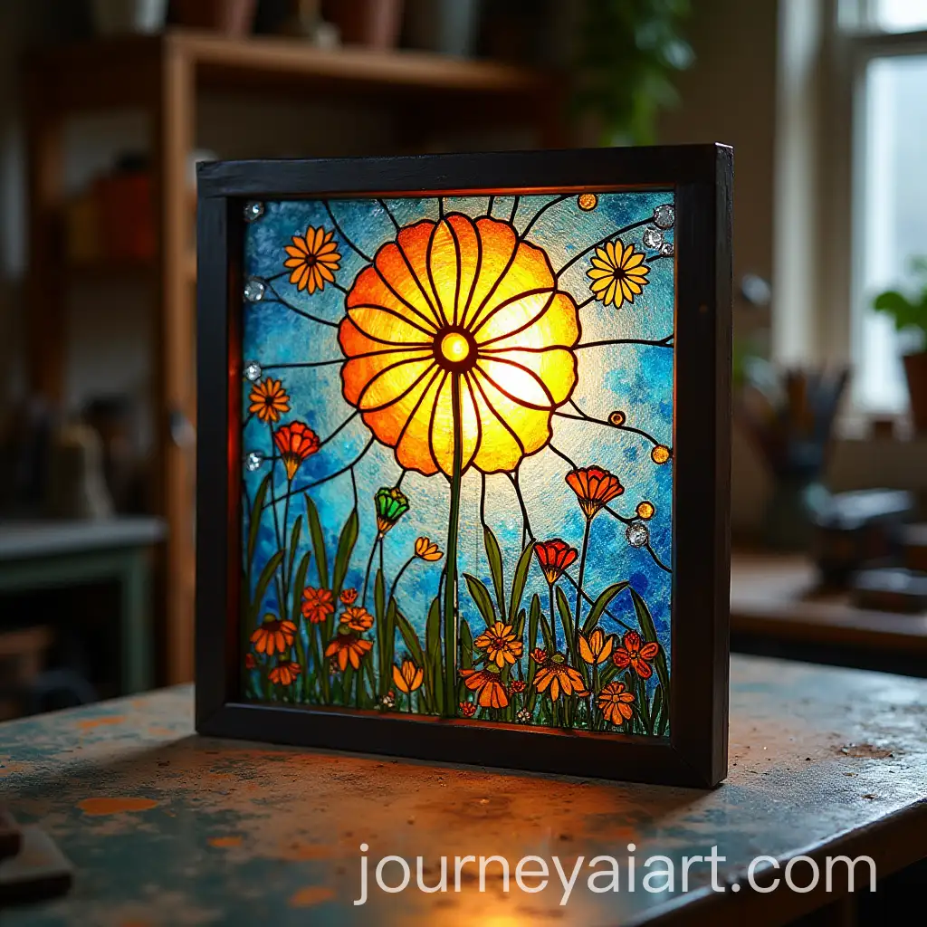 Artistic-Epoxy-Resin-Stained-Glass-Window-Work-Table-Composition