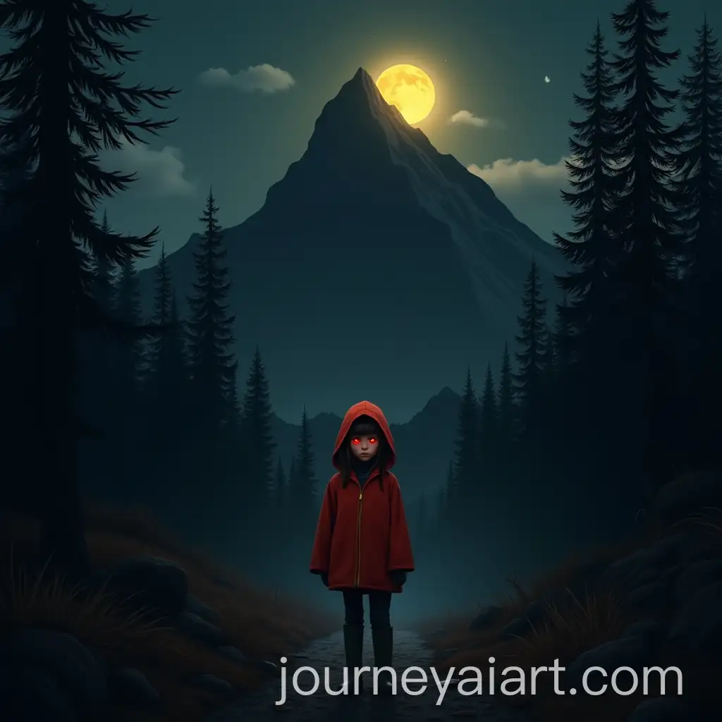 Mysterious-Girl-in-Red-Coat-Beneath-a-Dark-Mountain
