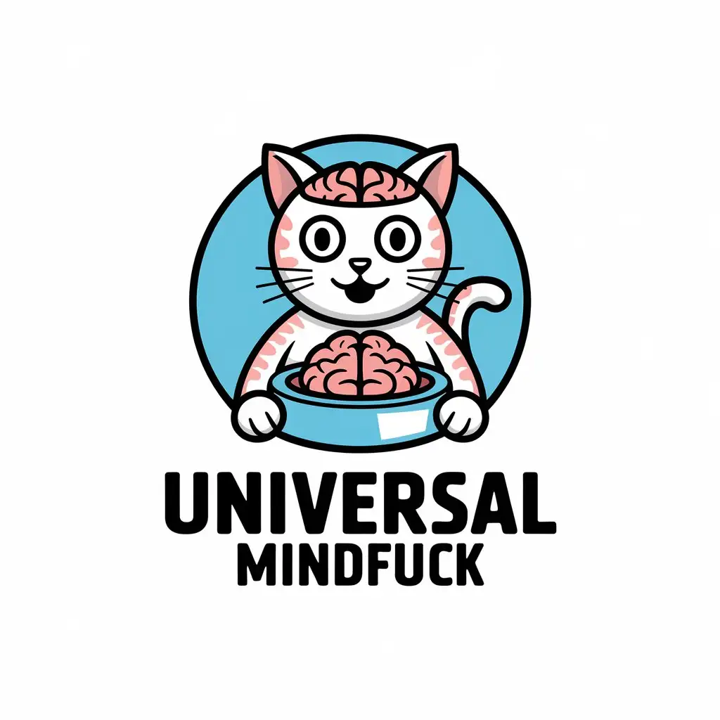 LOGO Design for UniversalMindFuck Brain Pattern Skin UMF Cartoon Cat Food Bowl Theme