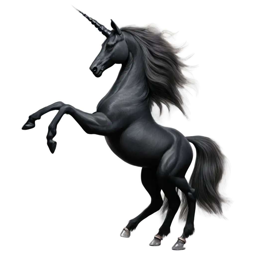 Majestic-Black-Unicorn-PNG-Image-Dramatic-Rearing-Pose-with-Flowing-Mane-and-Tail