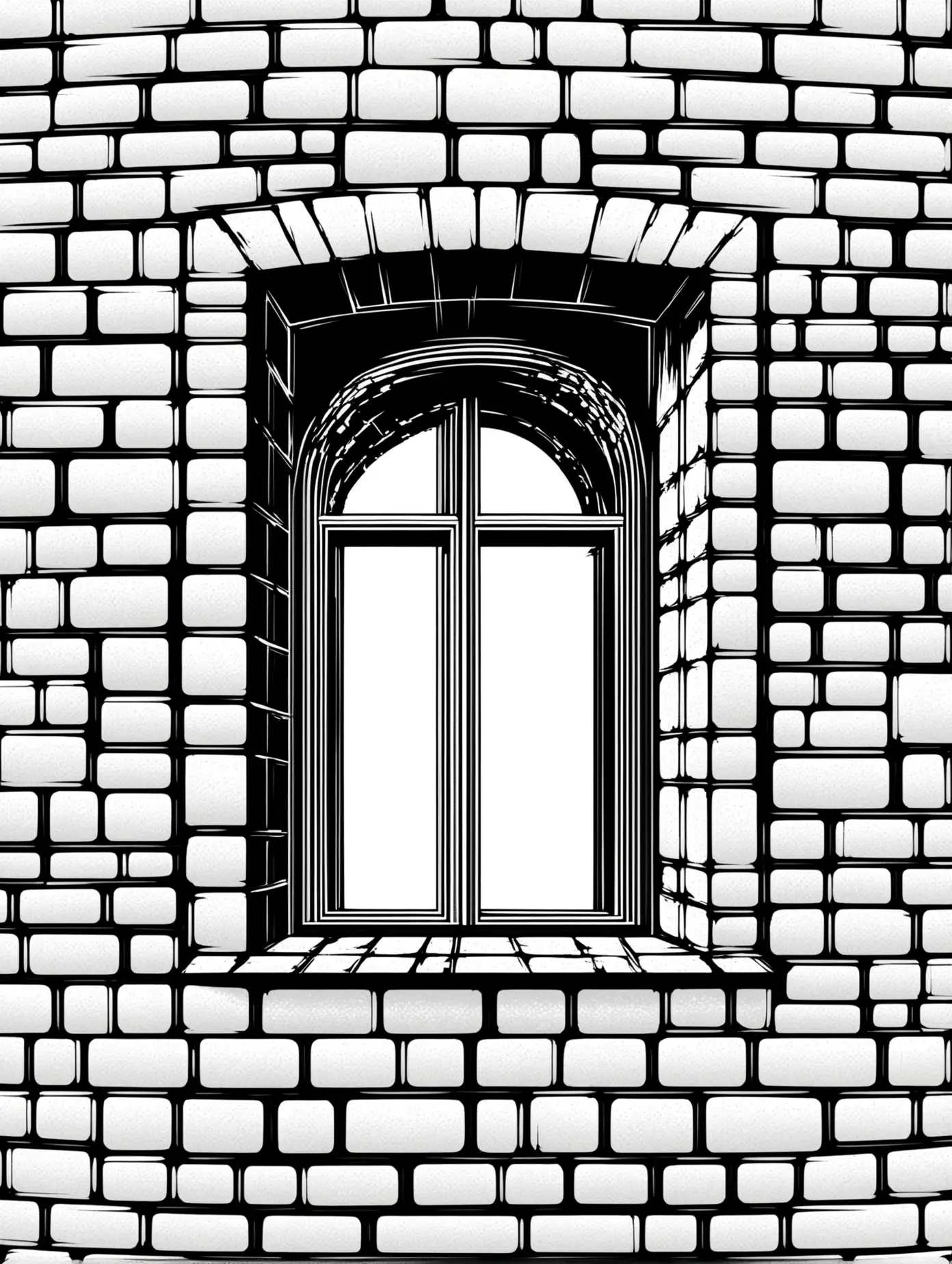 Vector Illustration of Window Inside Wall on White Background