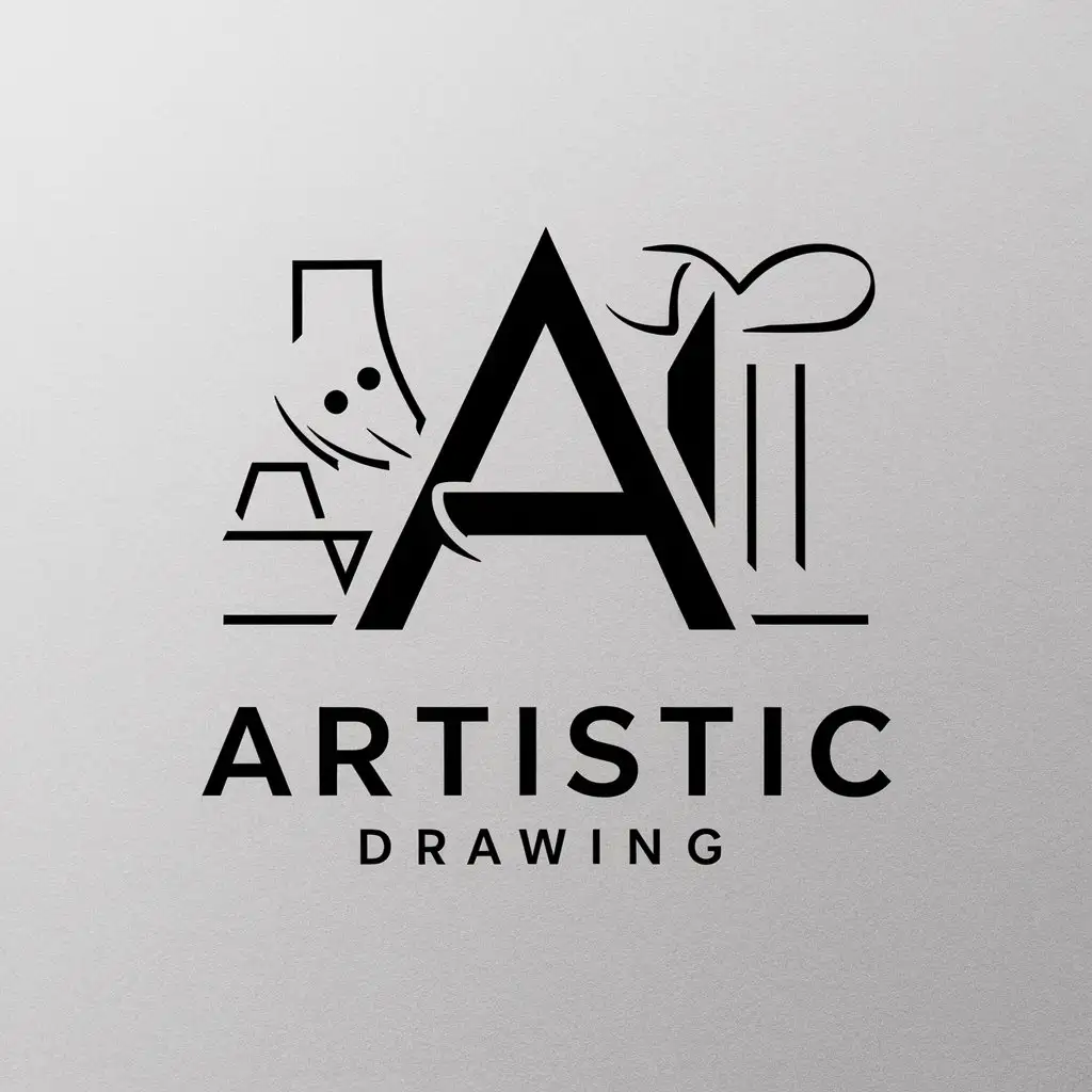 a vector logo design,with the text "AI artistic drawing", main symbol:AI artistic drawing,Minimalistic,be used in Ai industry,clear background