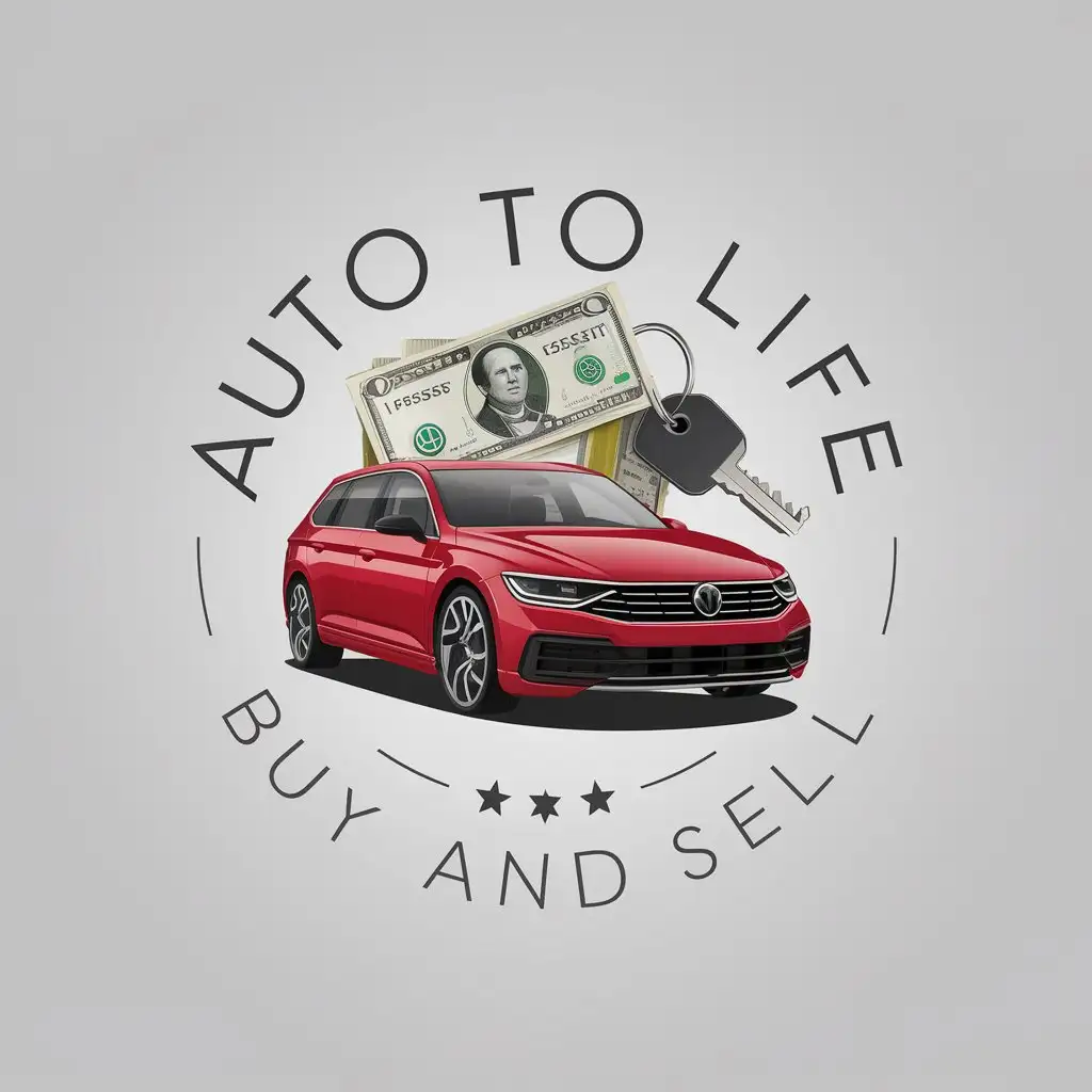 LOGO Design For Auto to Life Red Passat Variant with Cash and Keys Theme