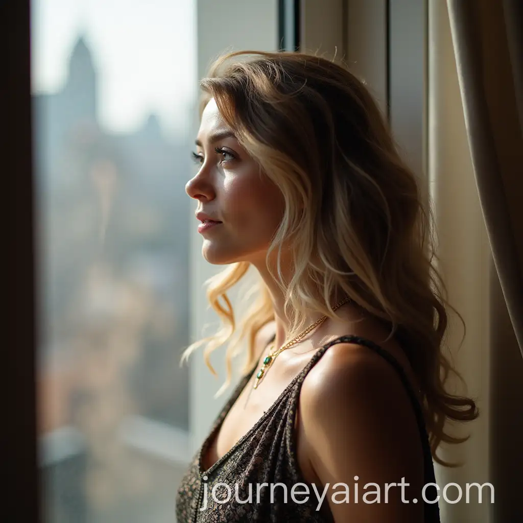 Lady-Standing-Outdoors-Looking-Sideways