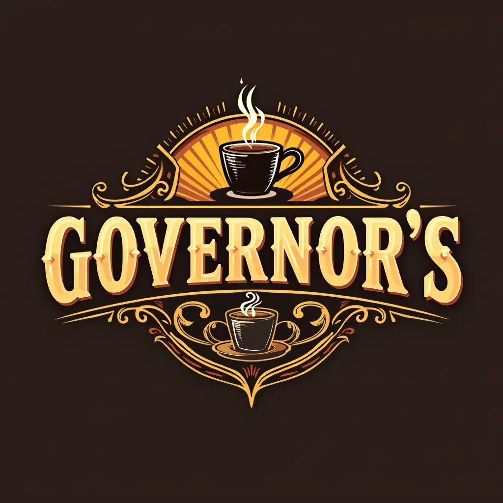 (GOVERNOR'S text), coffee brand, bright colors, logo for a coffee, high detailed, 8k resolution