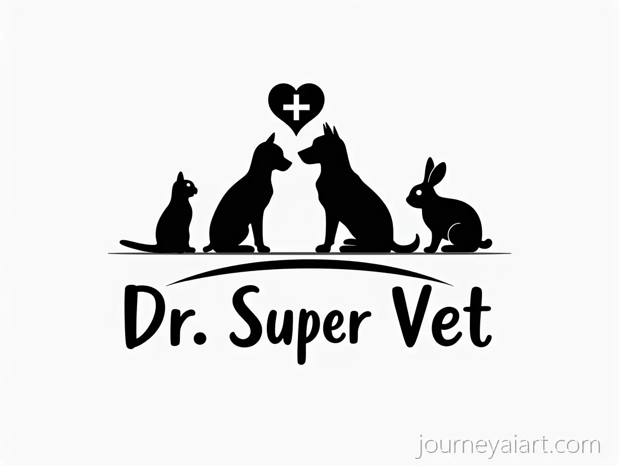 MinimalVeterinary-Clinic-Logoistic-BlackandWhite-Logo-for-Dr-Super-Vet-Clinic-Featuring-Dog-Cat-Parrot-and-Rabbit