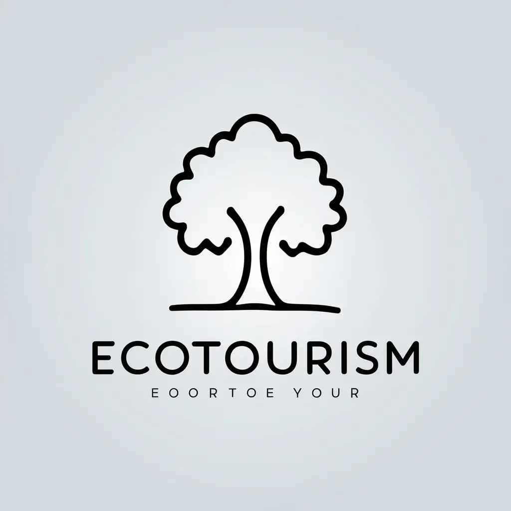 a vector logo design,with the text "ecotourism", main symbol:oak tree outline,Minimalistic,clear background