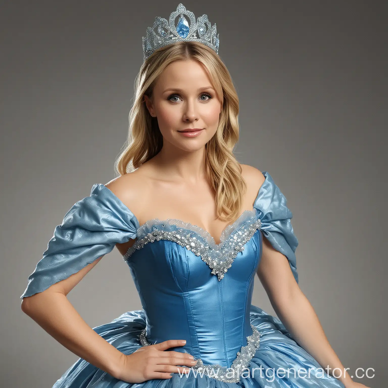 kristen bell in a blue princess costume