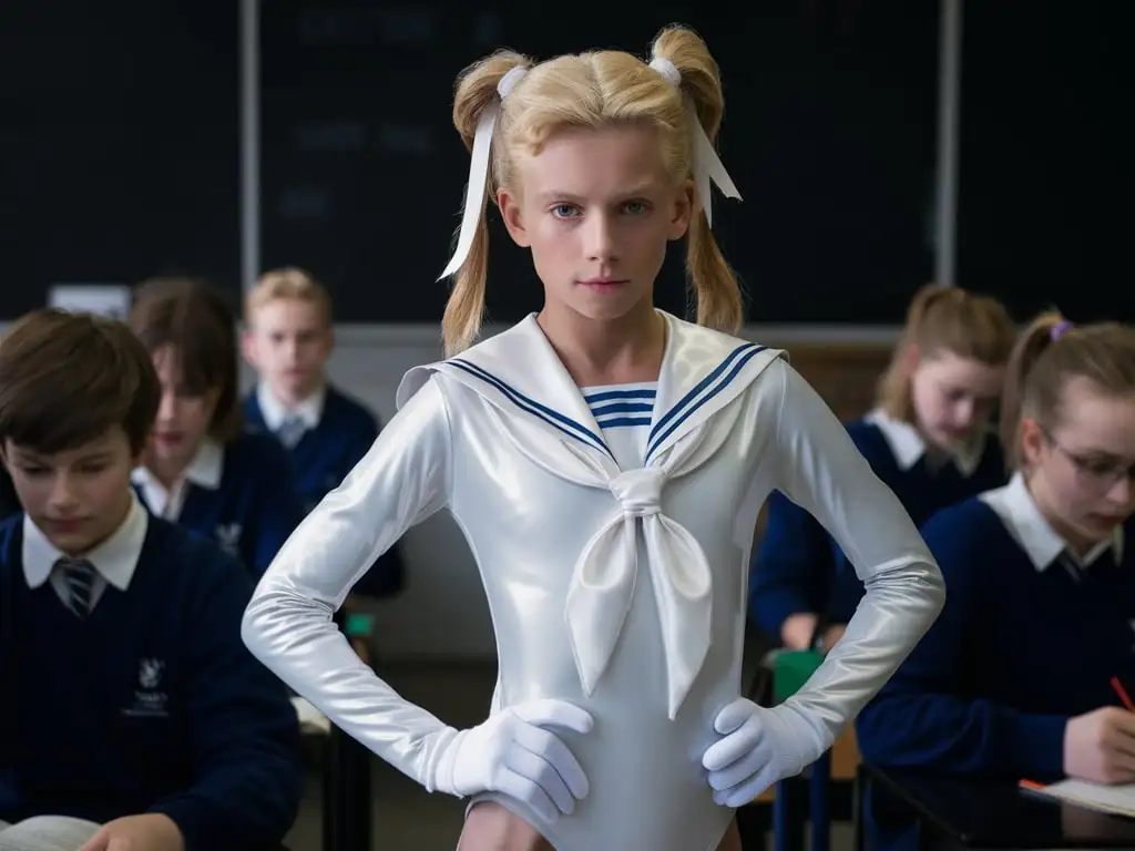 Young-Blond-Boy-in-Sailor-Leotard-in-Classroom-Setting