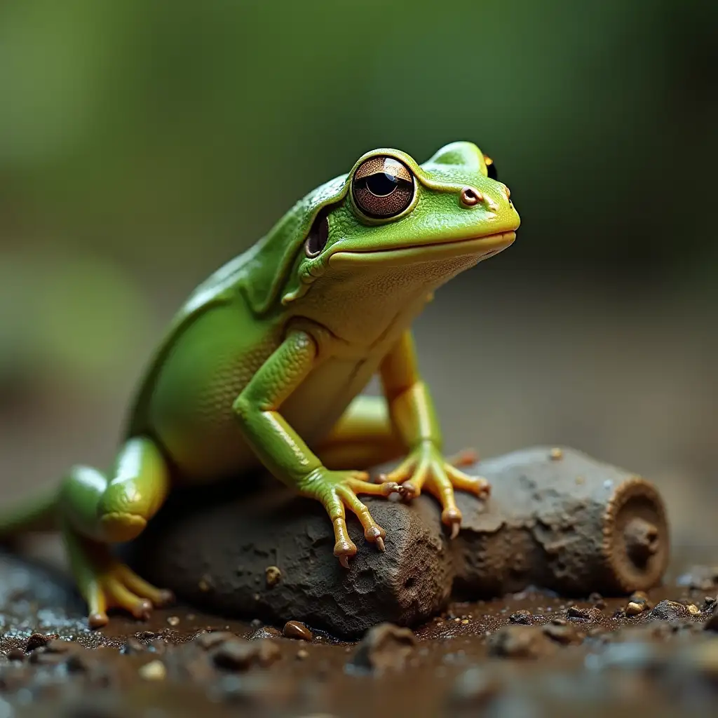 Frog-Sitting-on-a-Lizard-in-Natural-Habitat