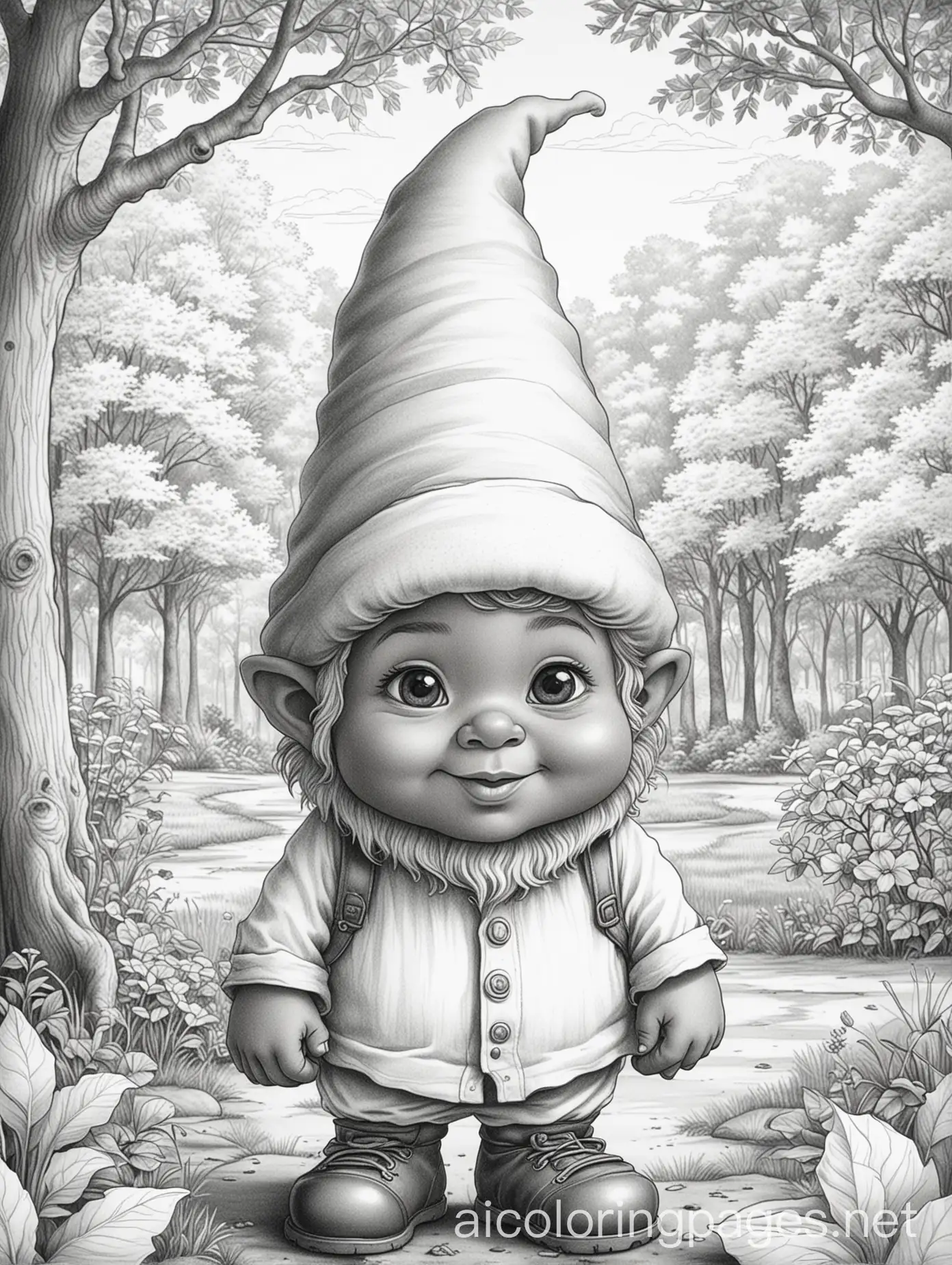 Adorable-African-American-Gnome-in-a-Simple-Park-Setting