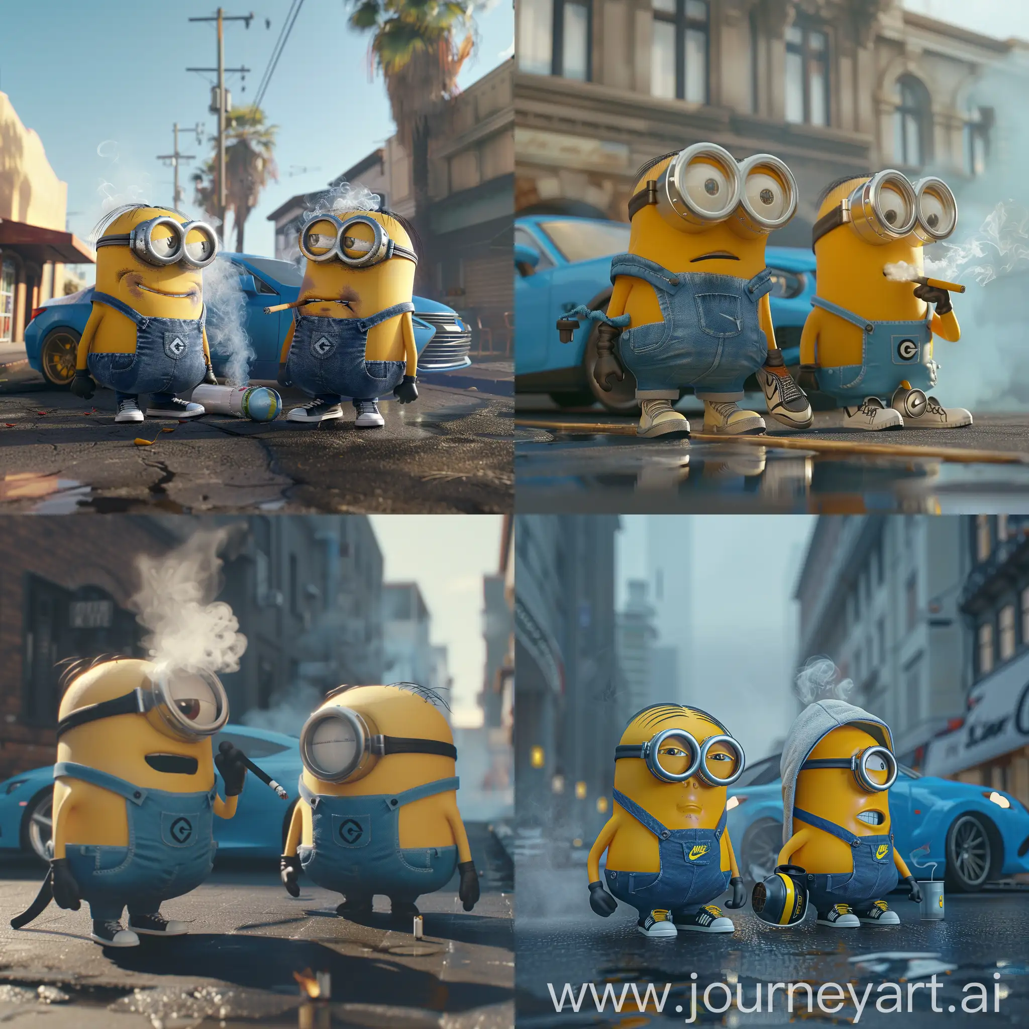 Minions-in-Nike-Hoodies-Smoking-by-Blue-Lexus-IS