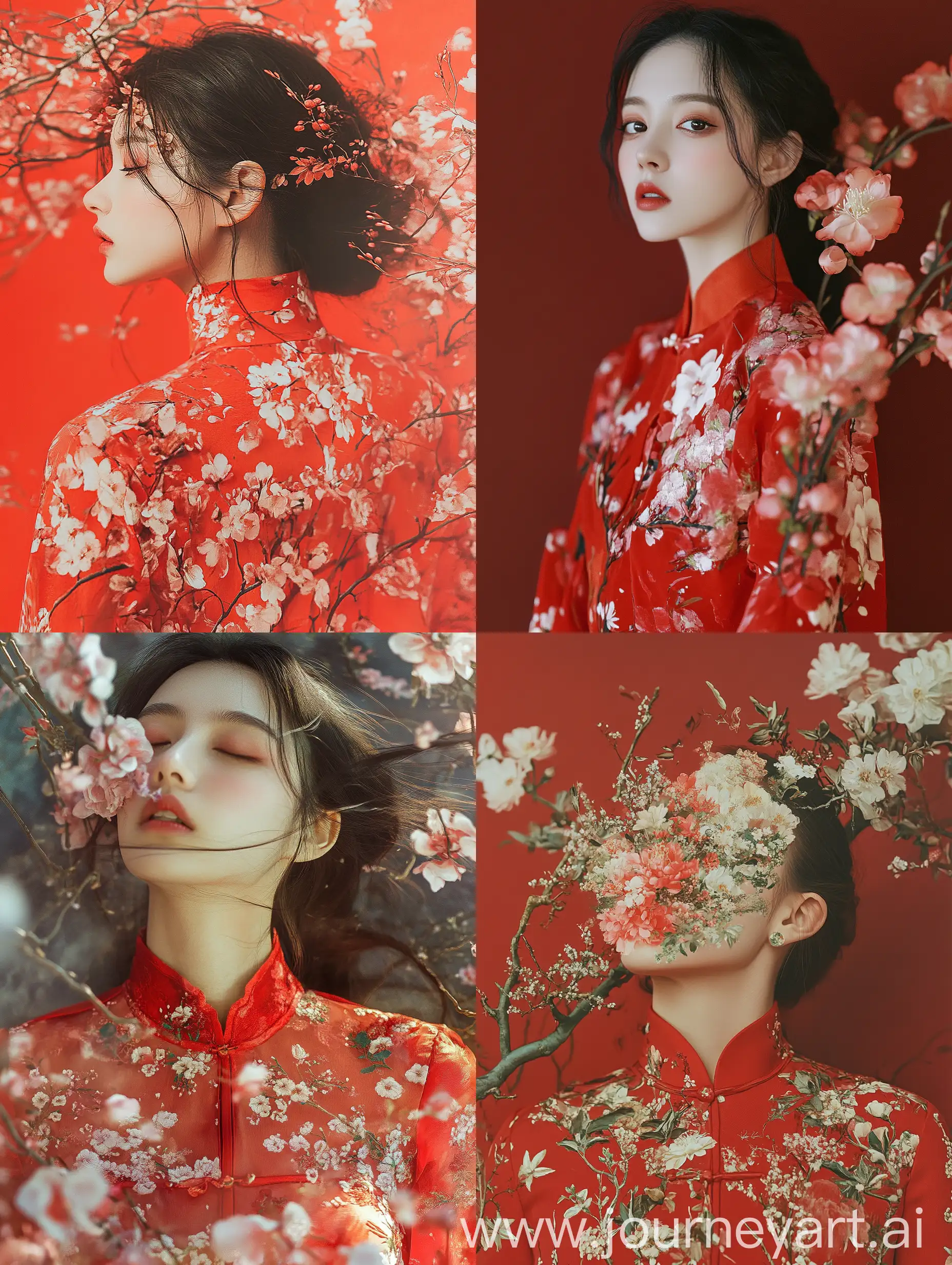 Dreamy-Floral-Explosion-Chinese-Red-Blouse-Composition